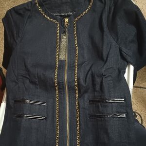 Victoria's Secret NIP Jean Jacket Gold Embroidery Sm